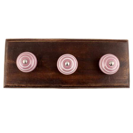 Lavender Striped Ceramic Wooden Hooks Online
